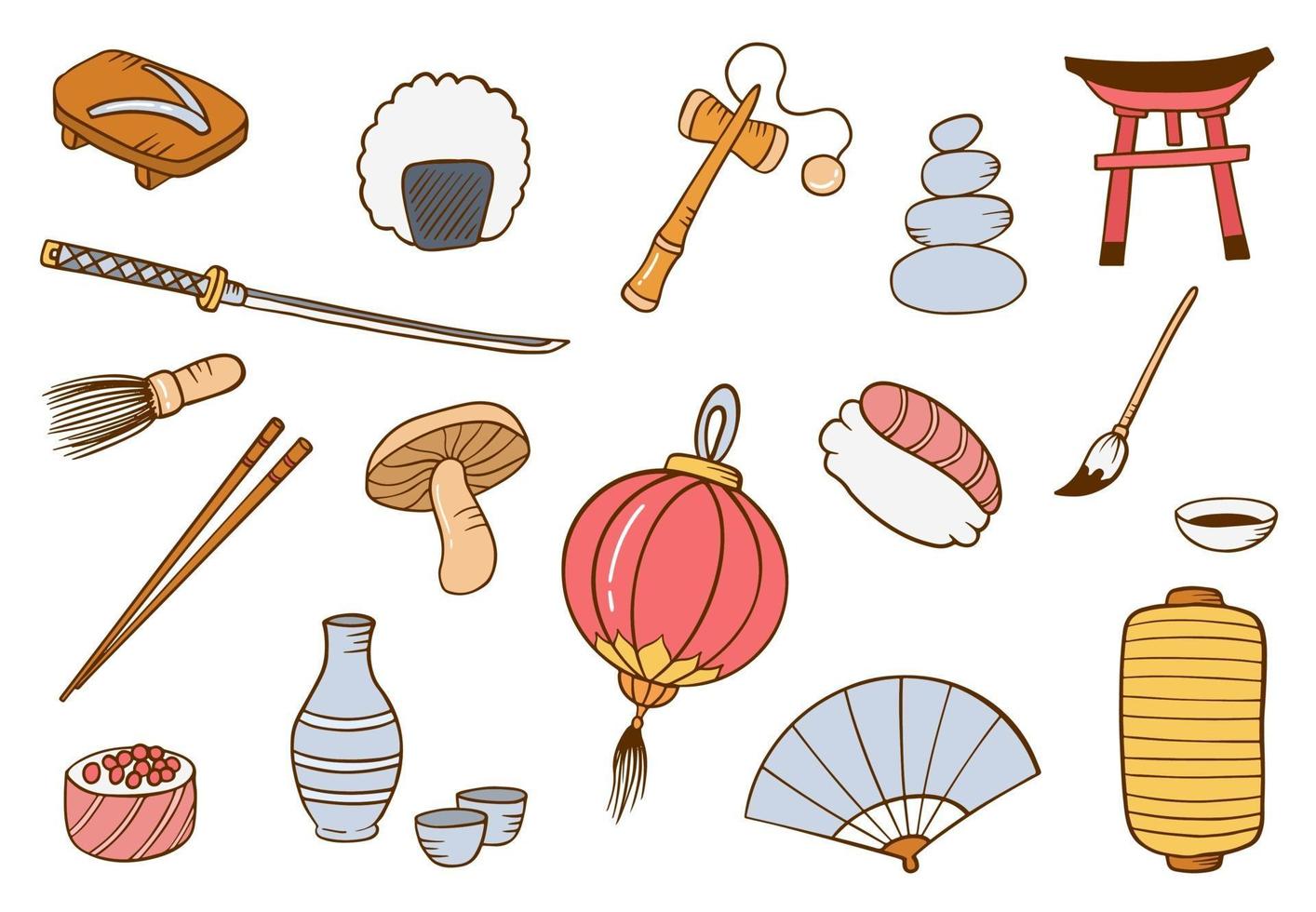japan country or nation doodle hand drawn set collections vector