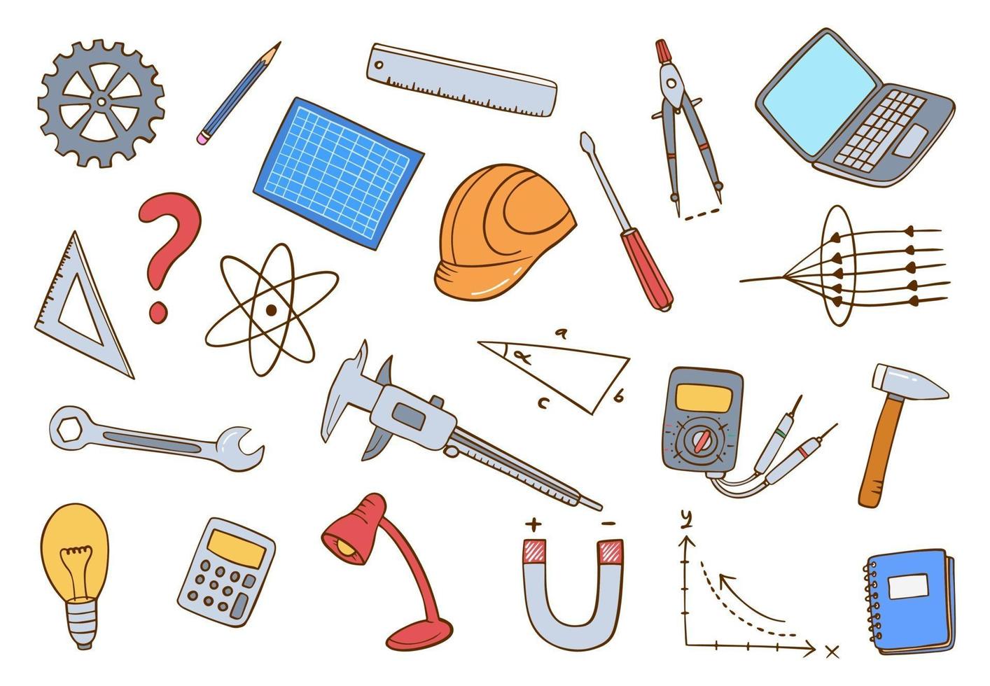 jobs or profession engineering concept doodle hand drawn vector