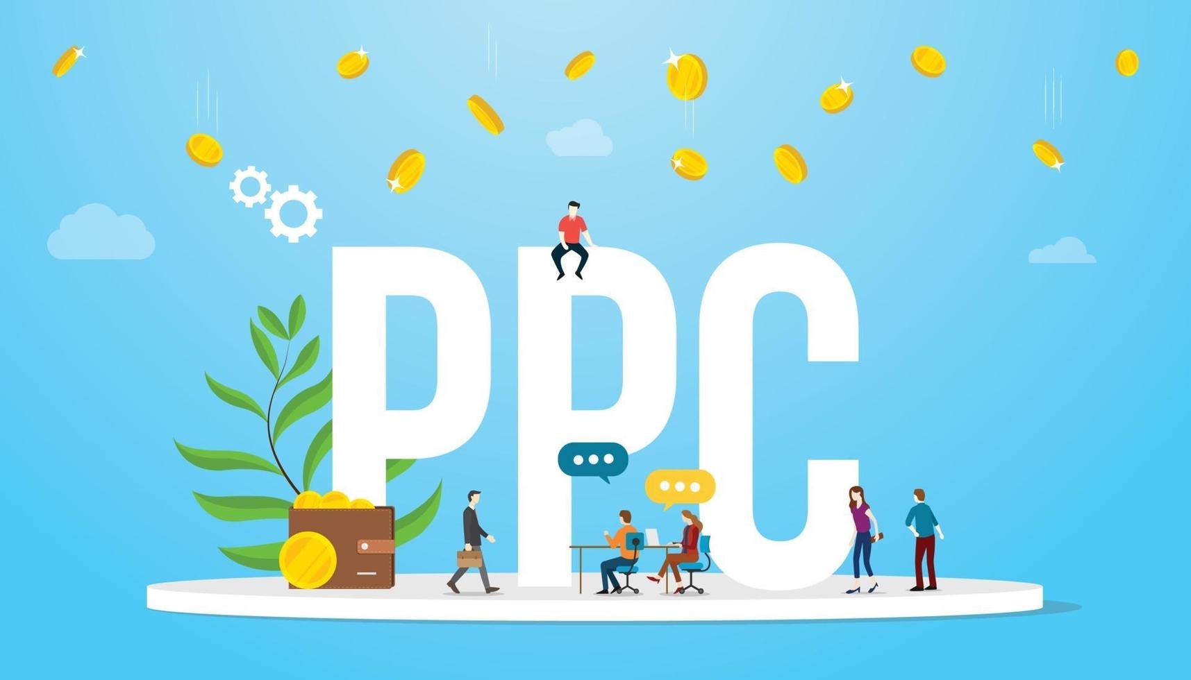ppc pay per click concept advertising business affiliate vector