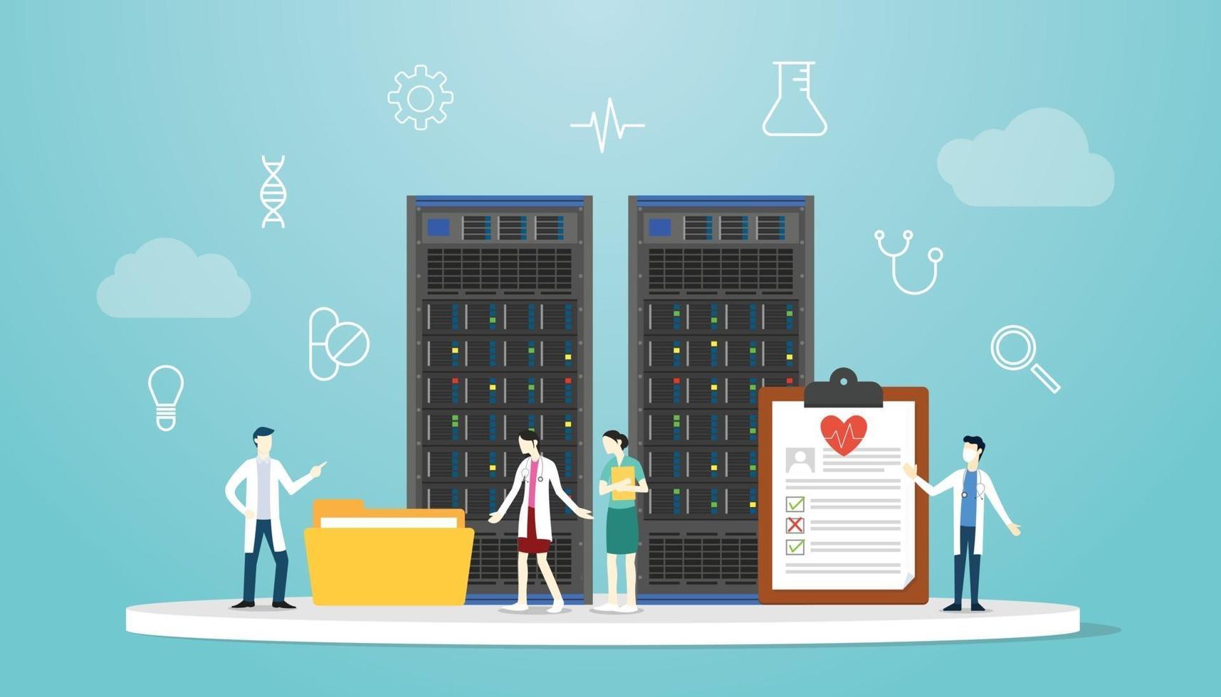 healthcare bigdata medical concept with server and doctor vector