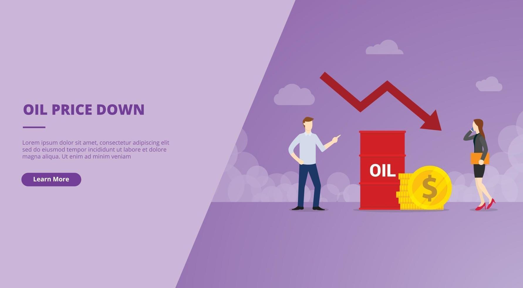 oil price down for website template landing homepage vector