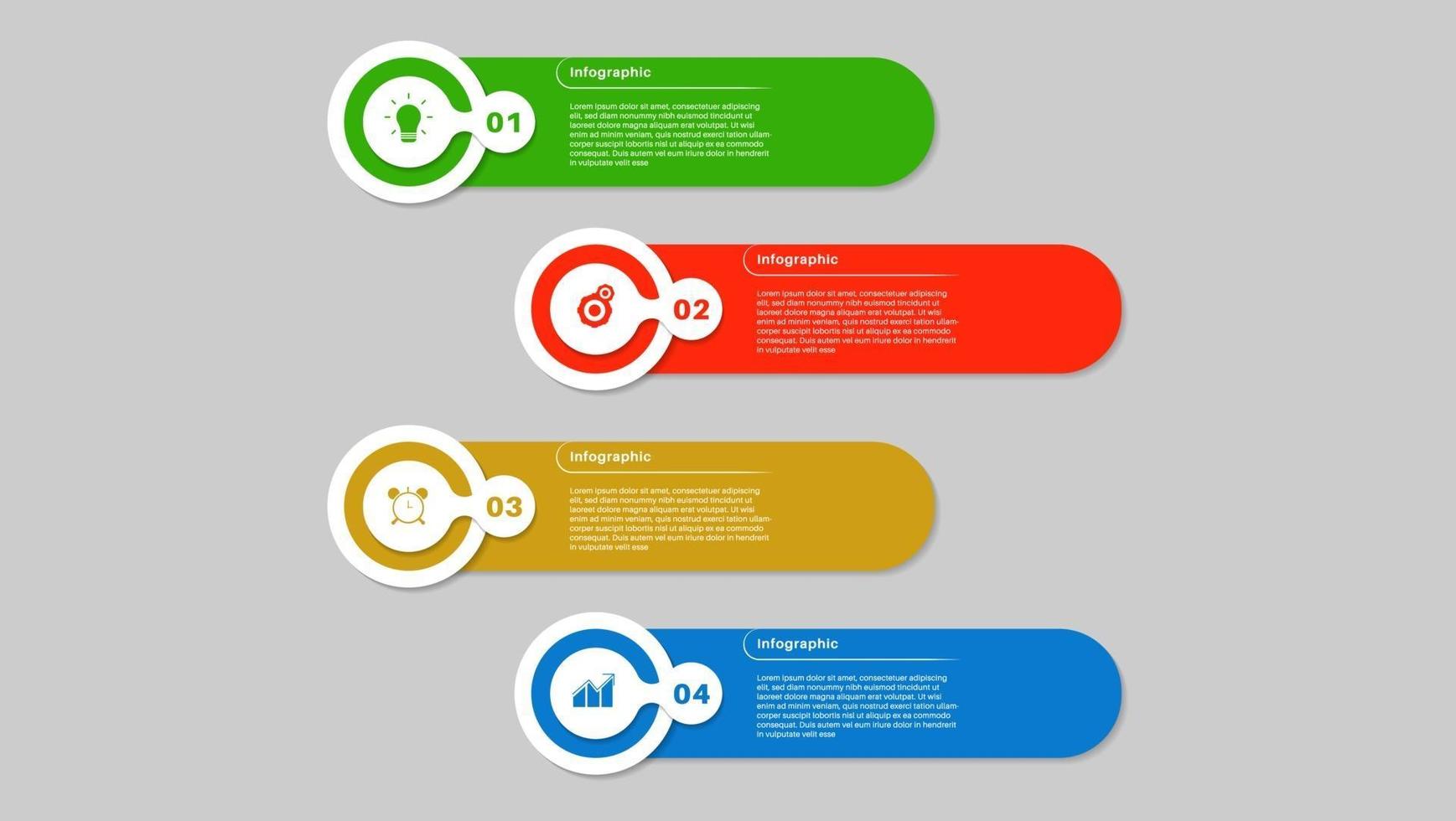 Diseño infográfico de opciones de 4 pasos de negocios con iconos. vector