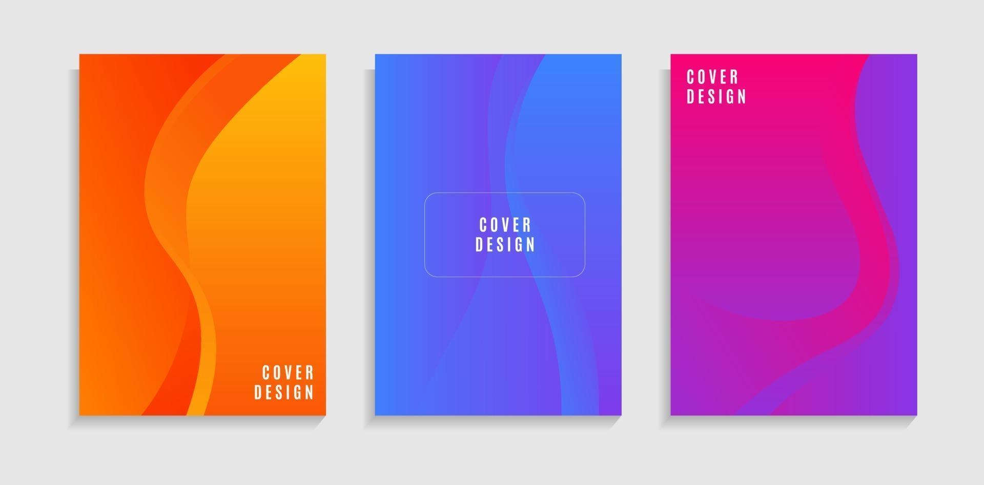 Set Trendy Abstract Gradient Colorful Curve Shapes Cover vector