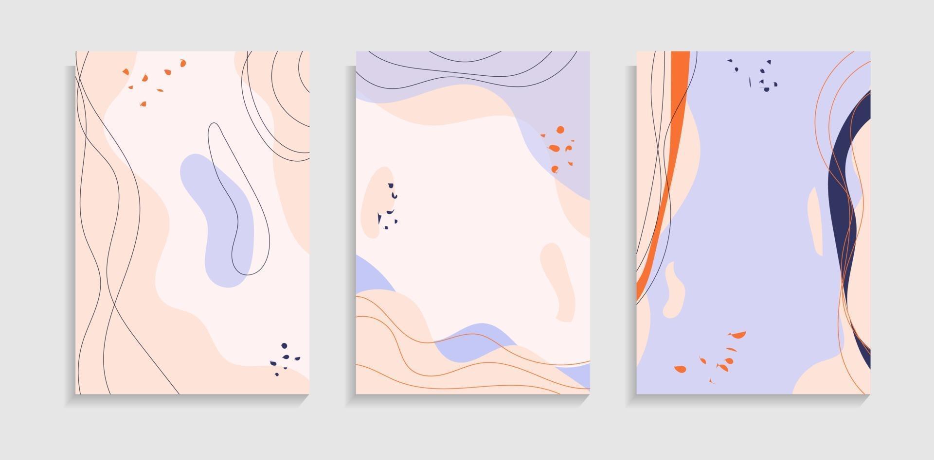 Set of Abstract Shapes and Minimal Lines Hand Drawn Background vector