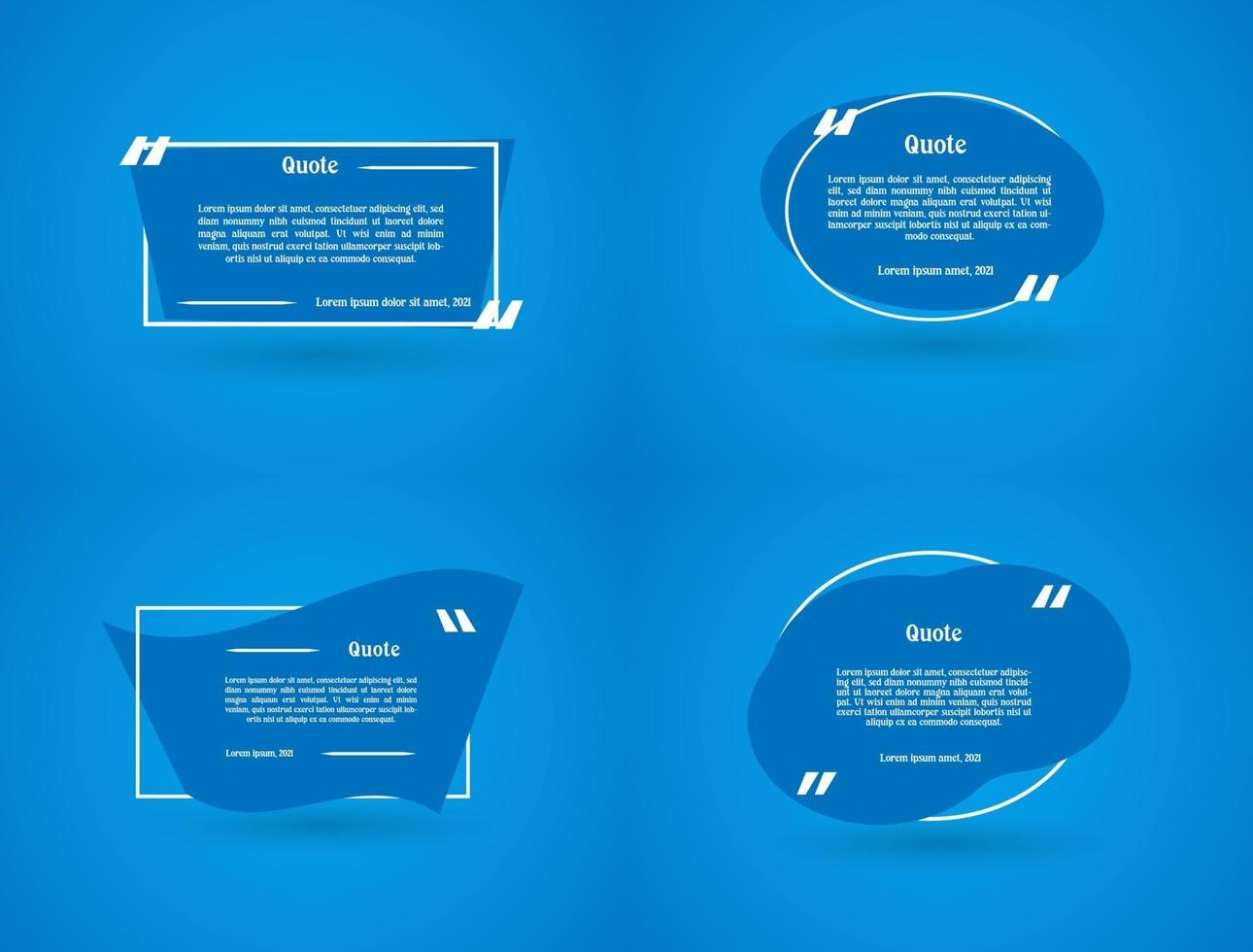 Set Of Flat Blue Quotation Frame Banner Template vector