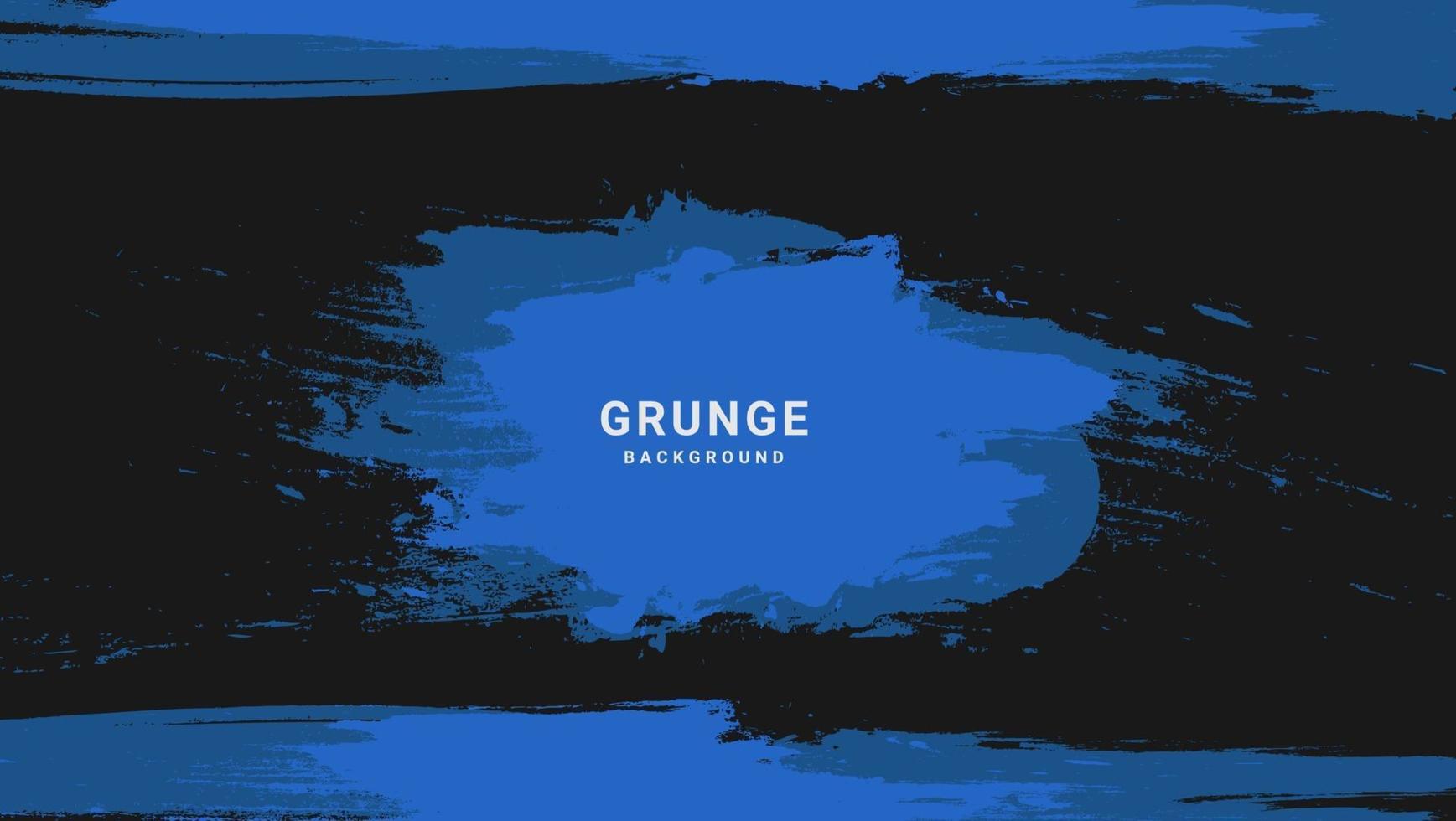 Banner de diseño de textura grunge de marco azul en fondo negro vector