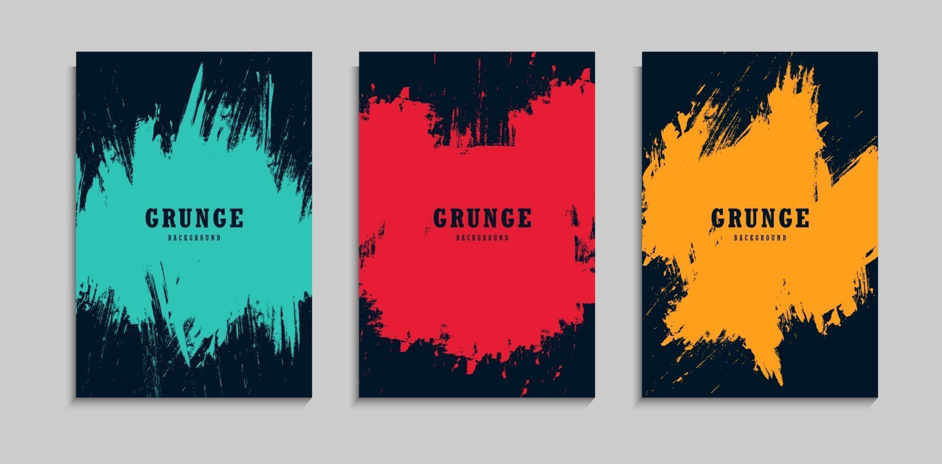 Conjunto de textura áspera grunge cubierta mínima colorida en fondo negro vector