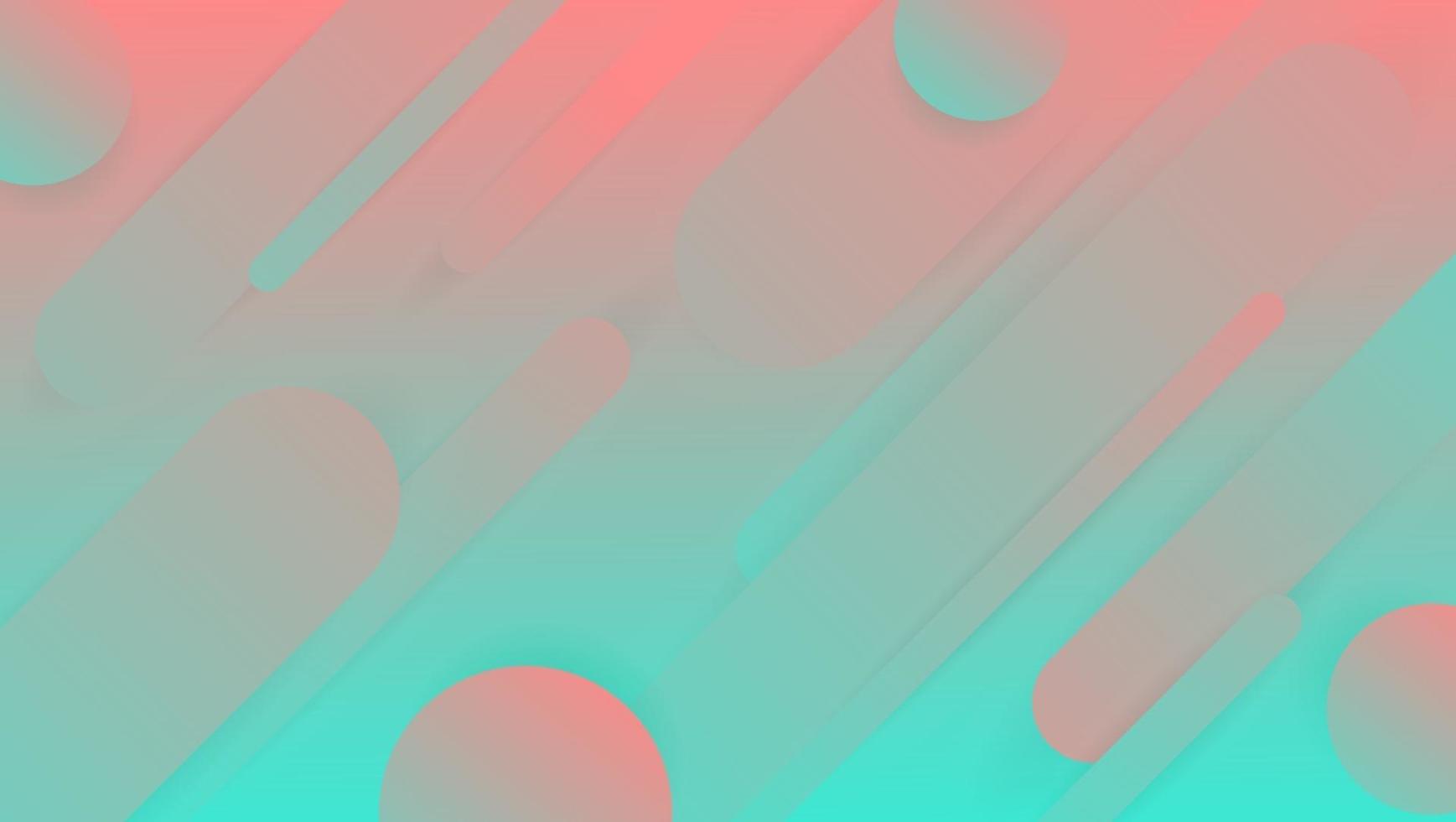 Abstract Gradient Green Pink Rounded Shapes Background Design vector
