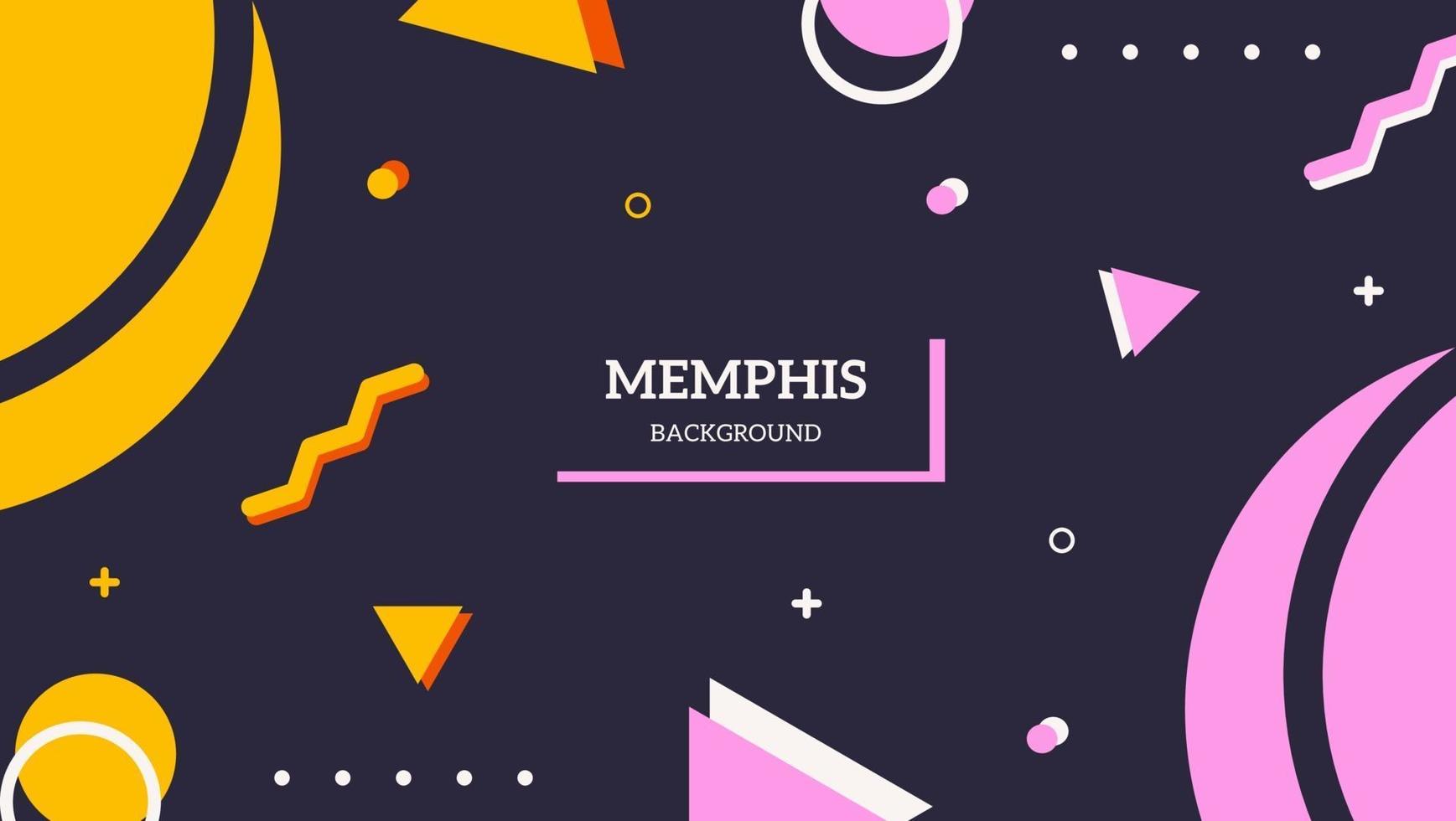 Colorful Abstract Geometric Memphis Style In Black Background vector