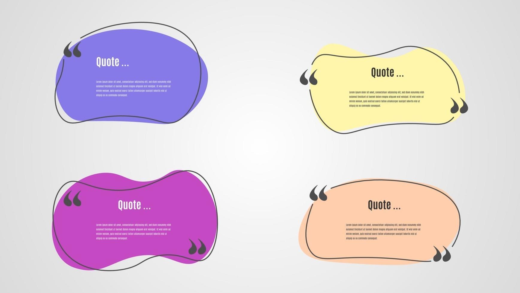 Set Abstract Curve Quote Template in 4 Different Colors vector