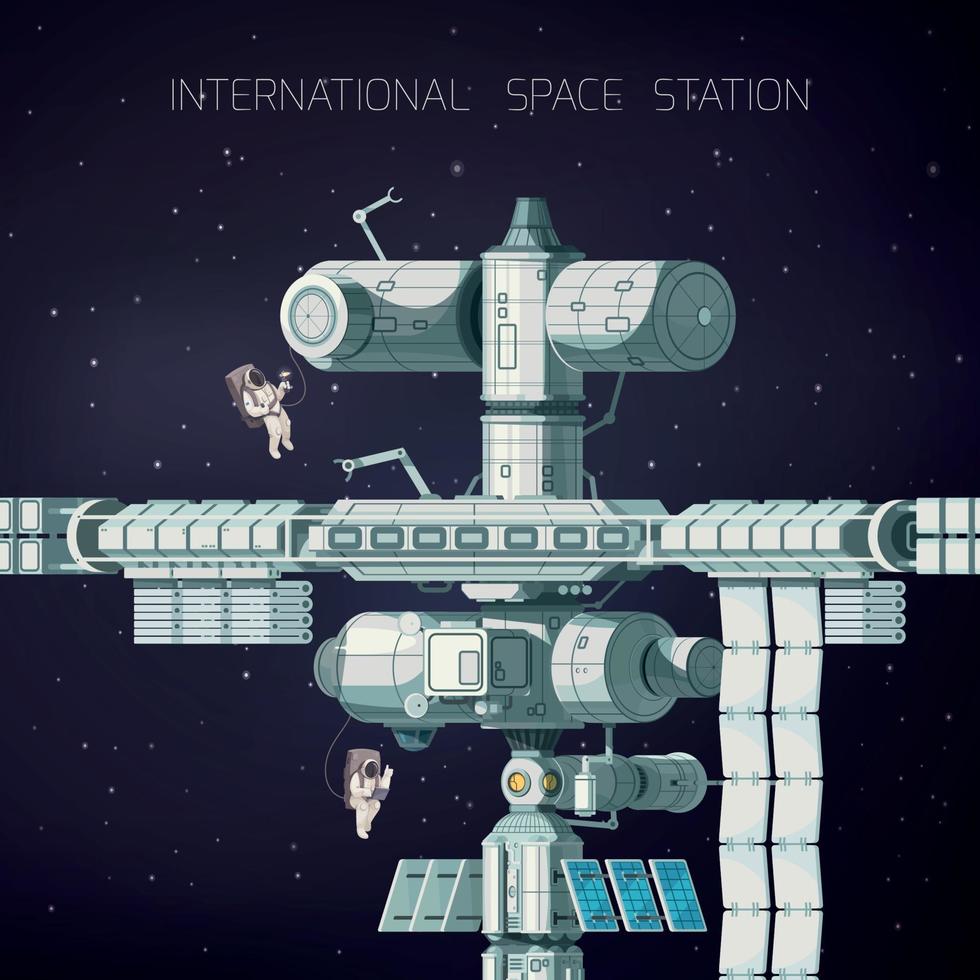 composición plana de la estación espacial internacional orbital vector