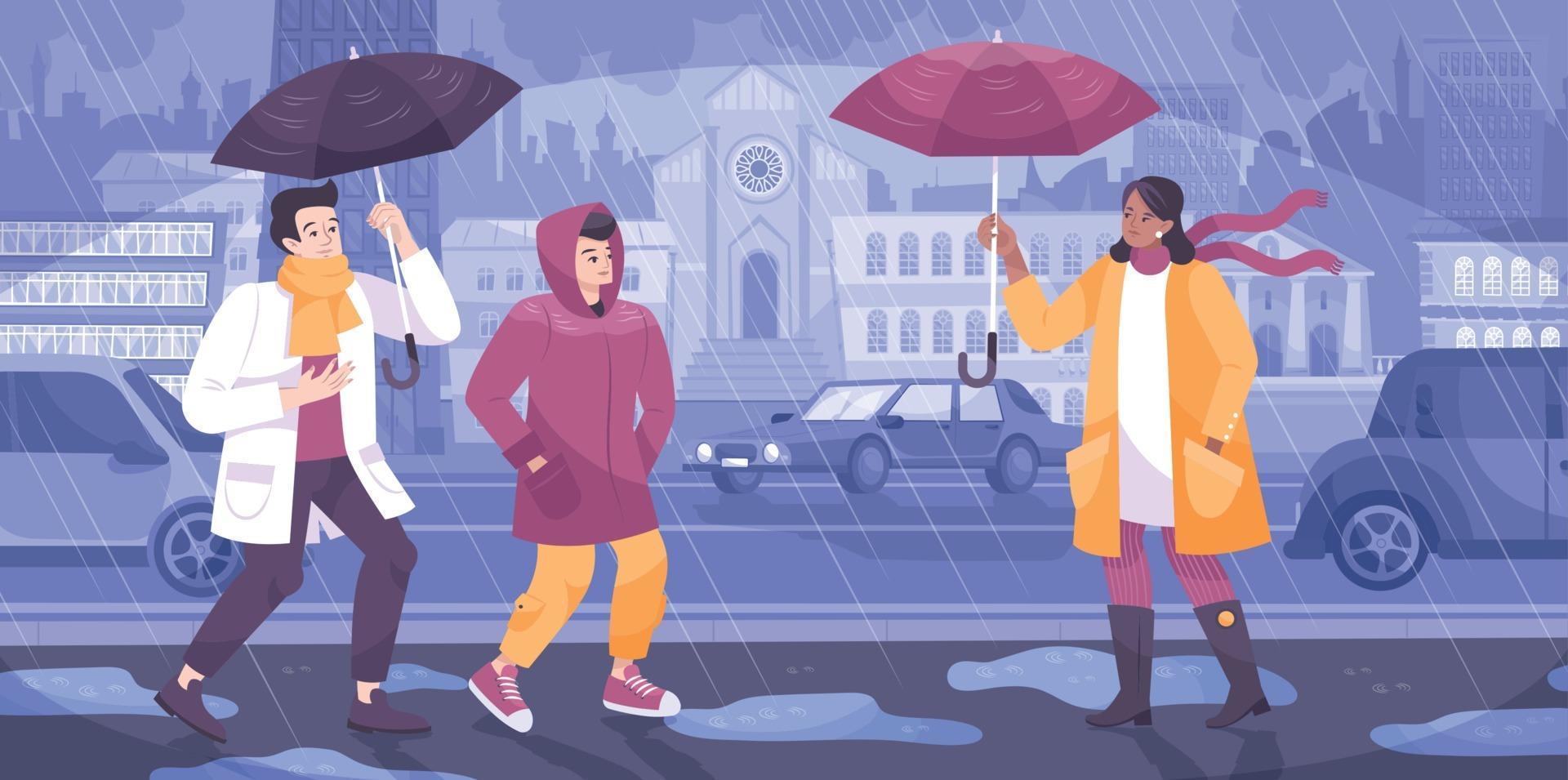 Rain Showers Weather Composition vector