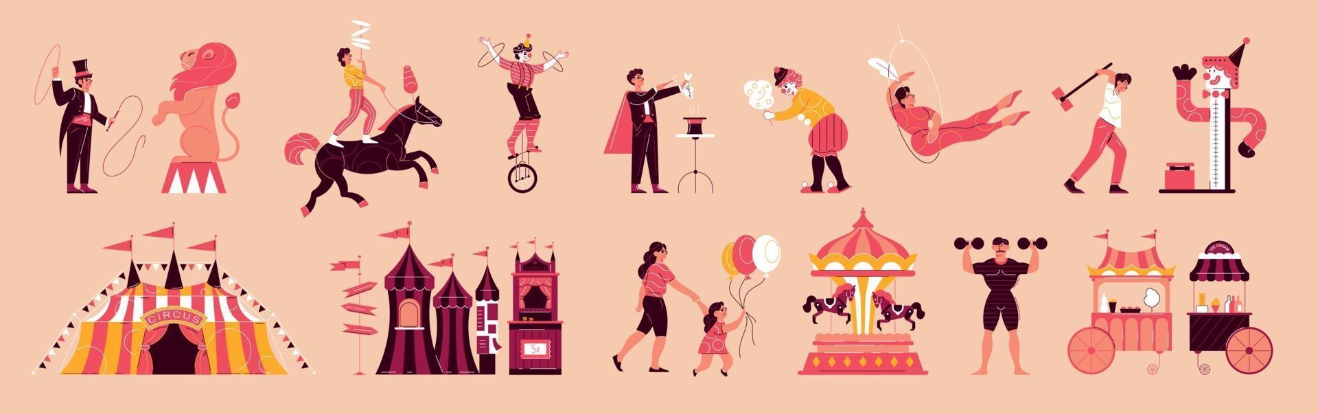 Funfair Circus Icon Set vector
