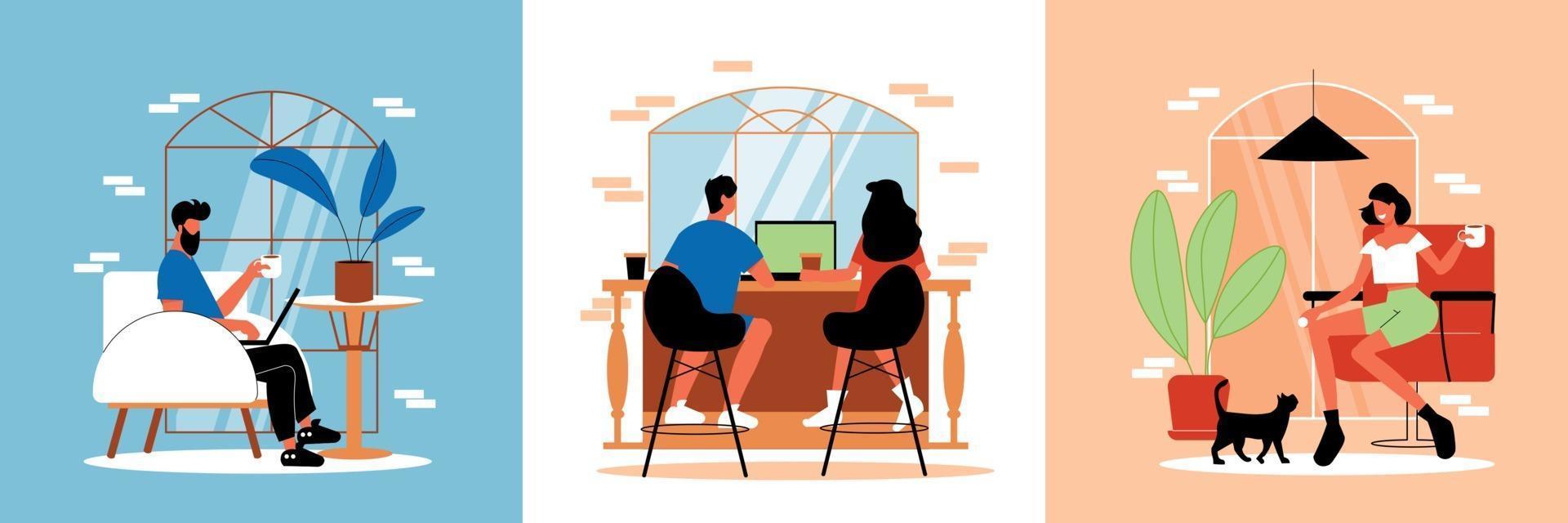 People In Cafe Design Concept vector