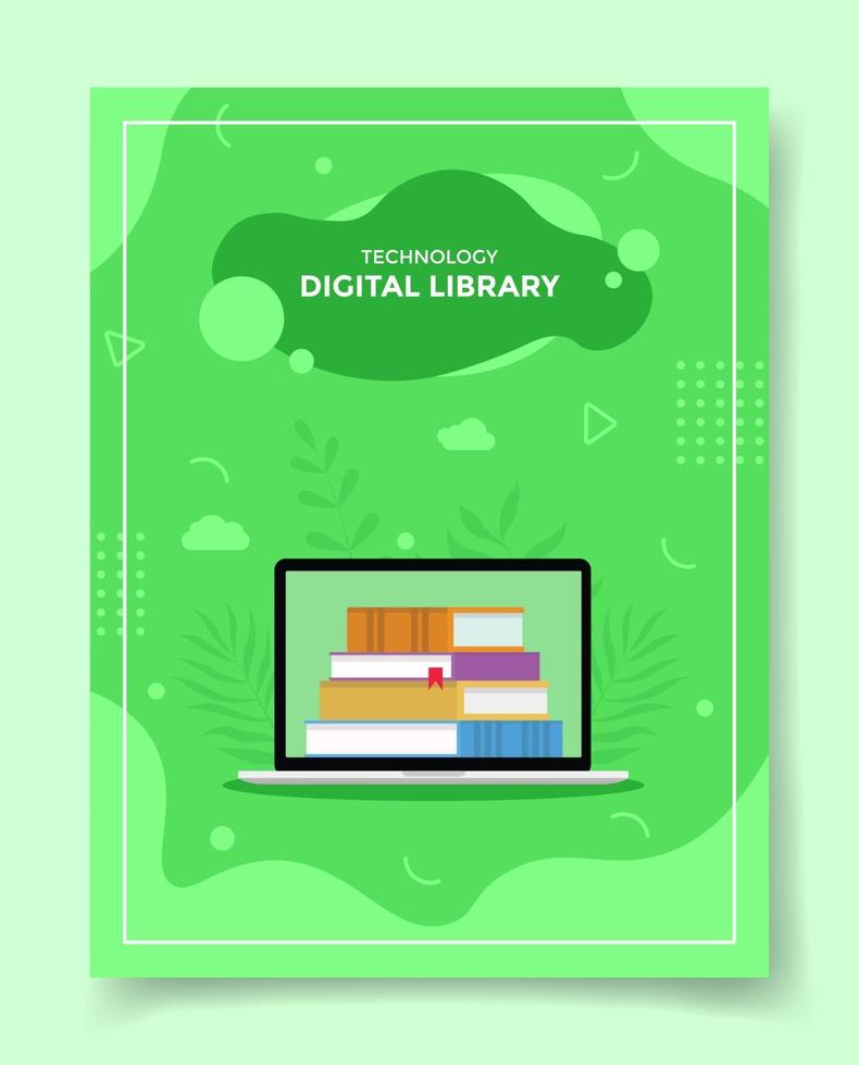 digital online library concept for template of banners vector