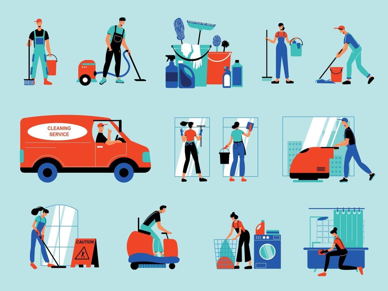 Cleaning Service Color Set vector