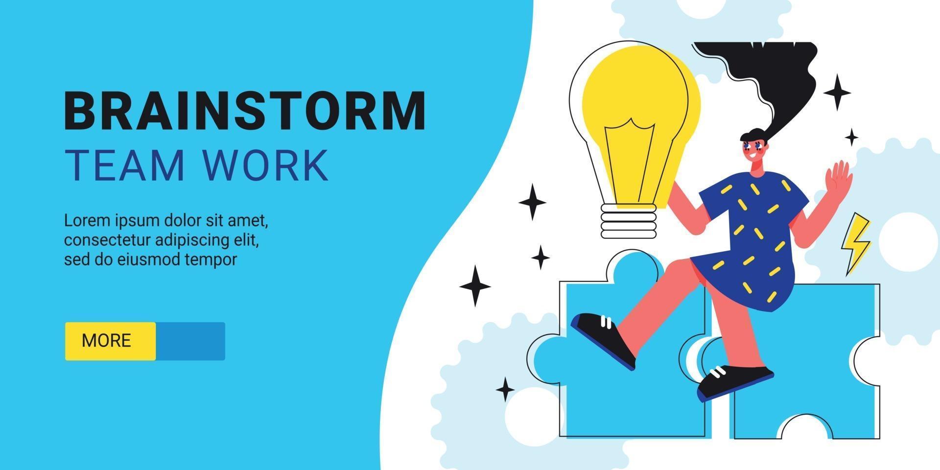 Brainstorm Team Work Horizontal Banner vector