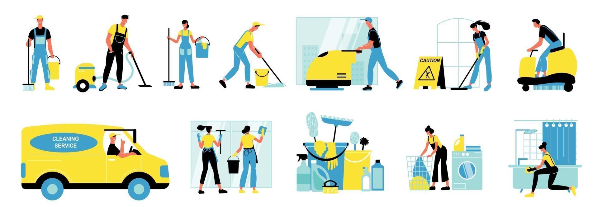 Cleaning Service Isolated Icons Set vector