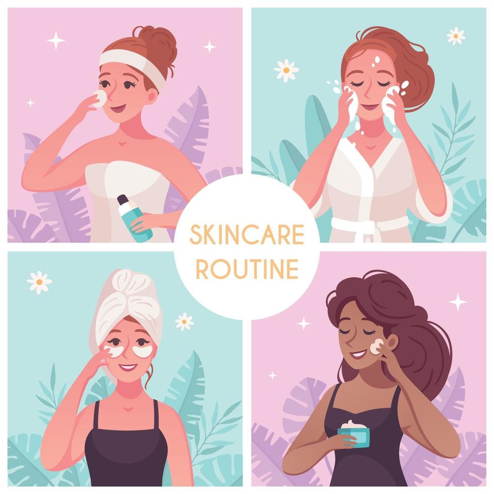 Skincare Routine Flat Concept vector