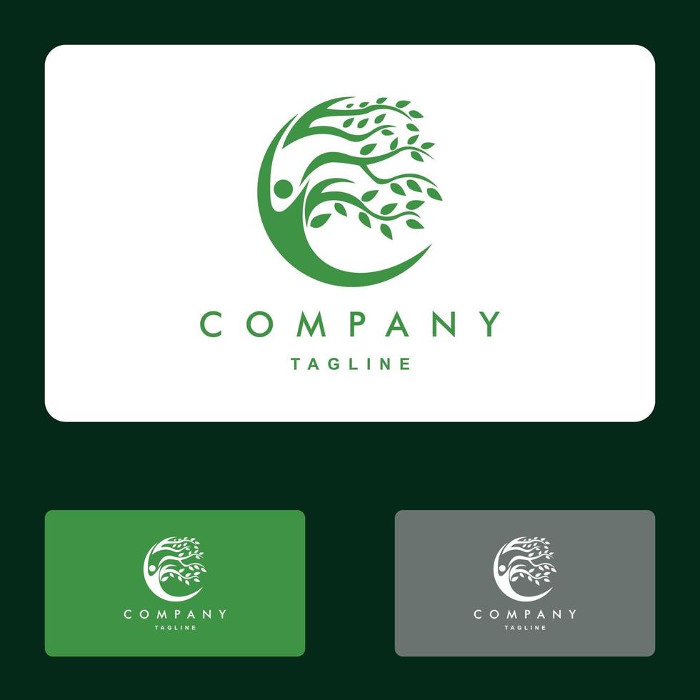 Creative people ecology tree logo set vector icon illustration design