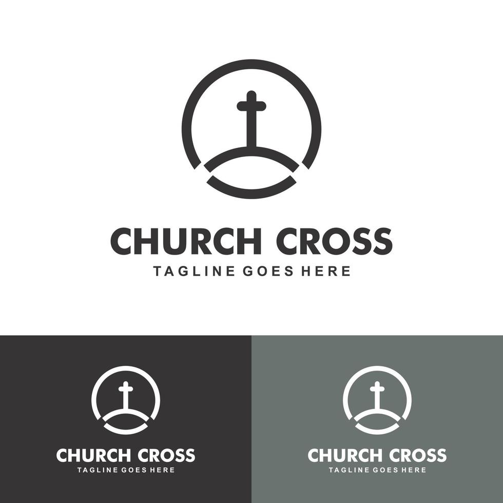 iglesia cristiana jesús cruz evangelio logo diseño inspiración vector