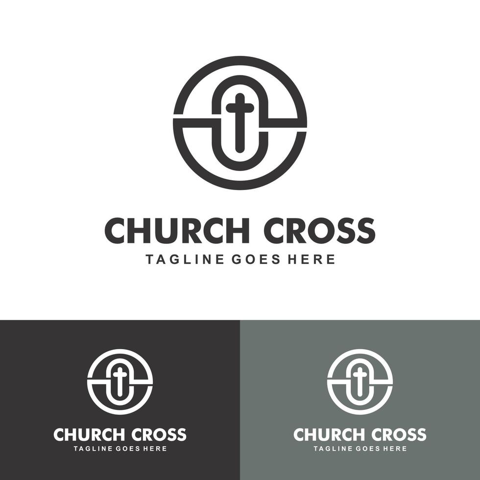 iglesia cristiana jesús cruz evangelio logo diseño inspiración vector