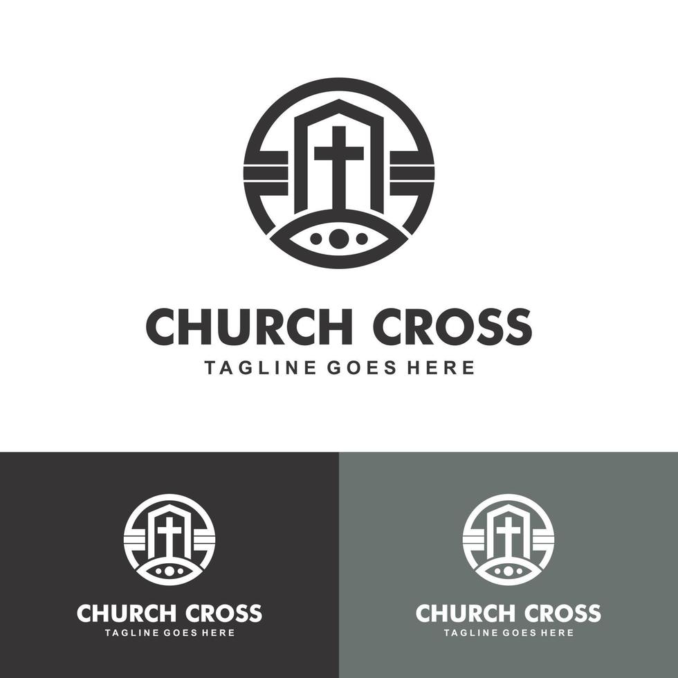 iglesia cristiana jesús cruz evangelio logo diseño inspiración vector