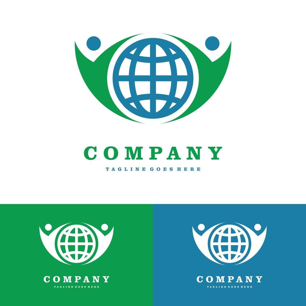 Green leafs and globe logo. Natural icon set vector icon illustration