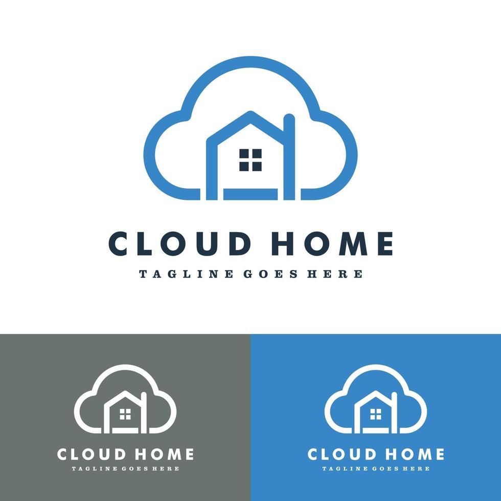 nube, hogar, nube, casa, logotipo, conjunto, vector, icono, ilustración, diseño vector