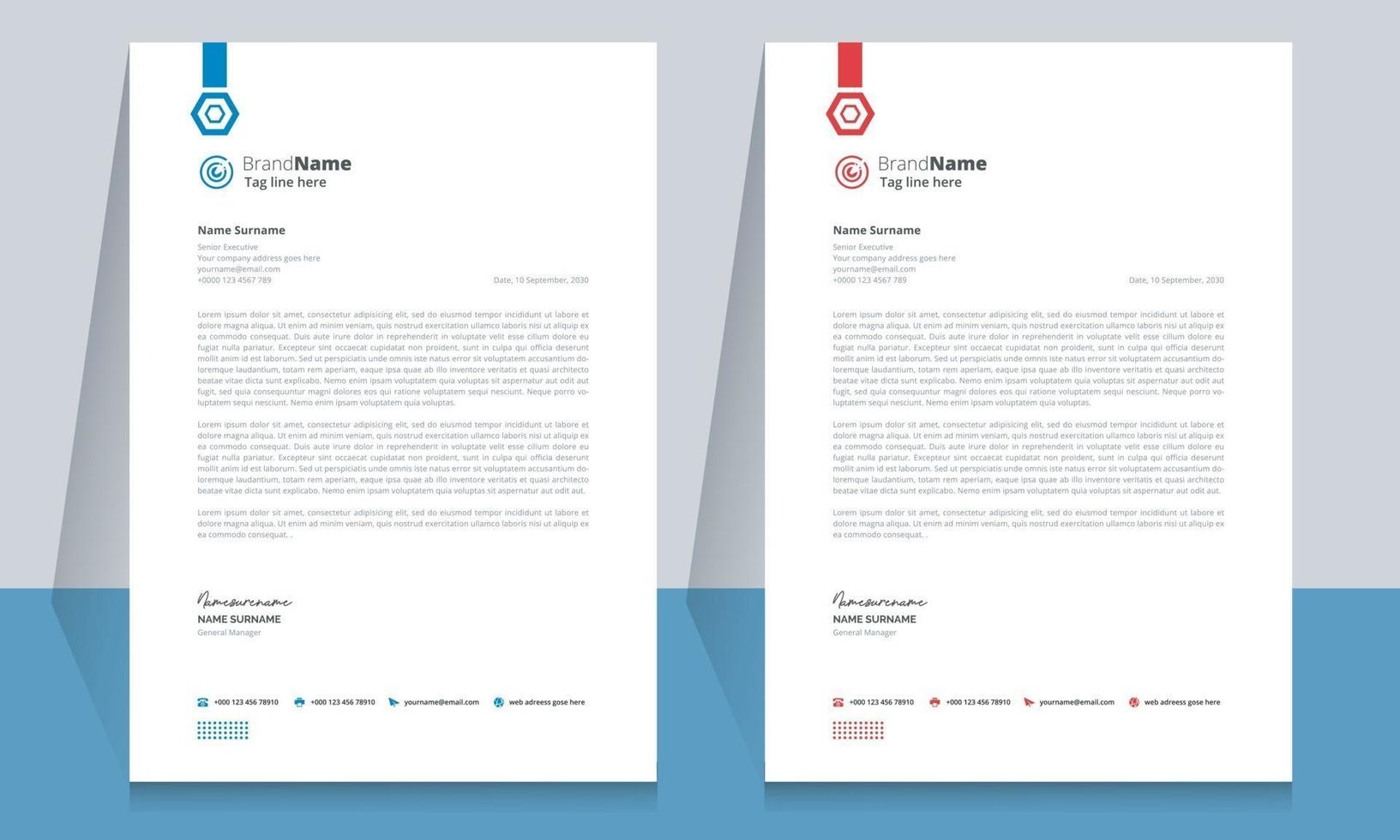 Creative clean business letterhead template design vector