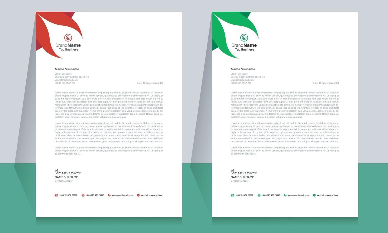 Clean and Corporate Letterhead Template Design vector