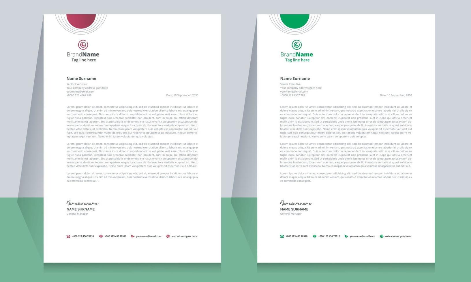 Clean and Corporate Letterhead Template Design vector