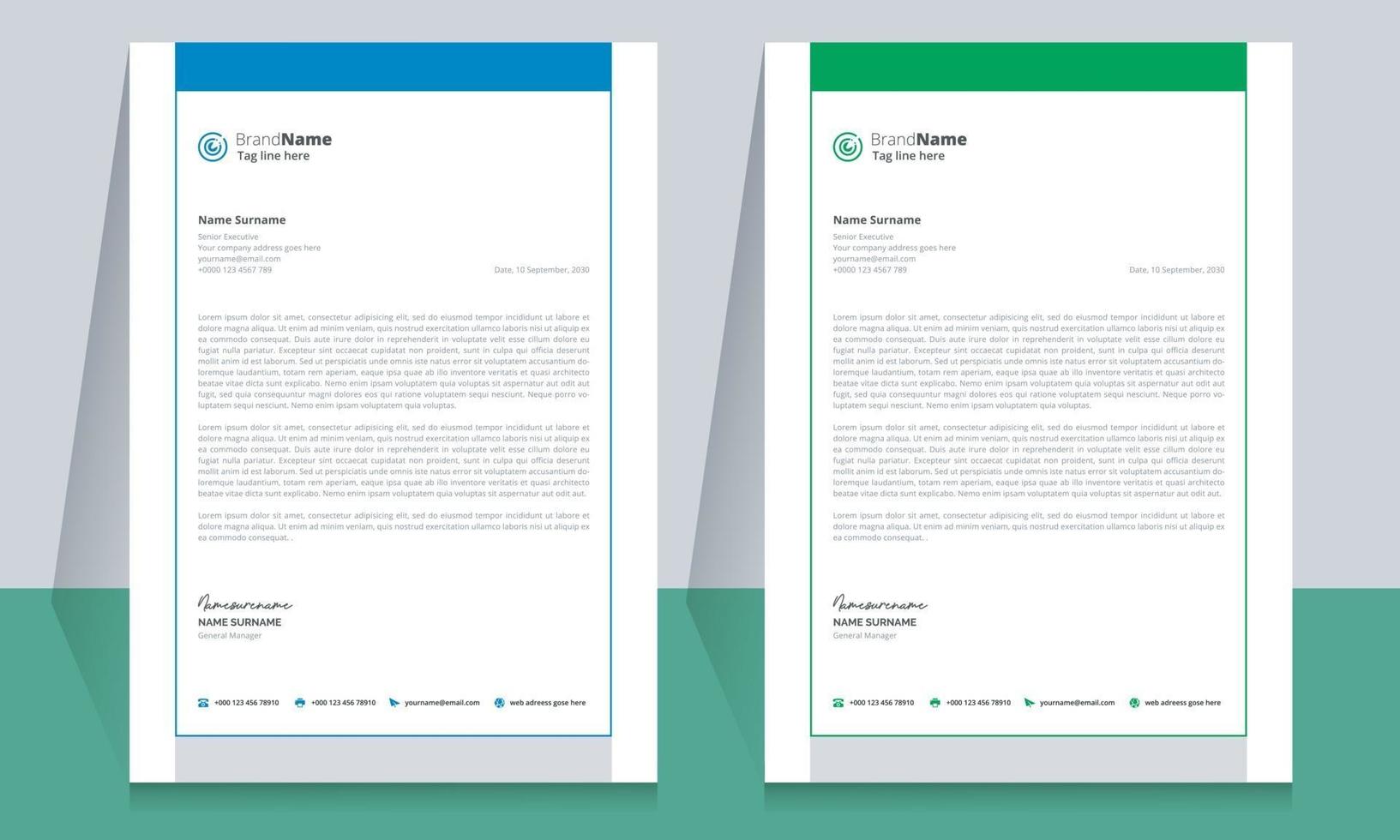 Clean and Corporate Letterhead Template Design vector