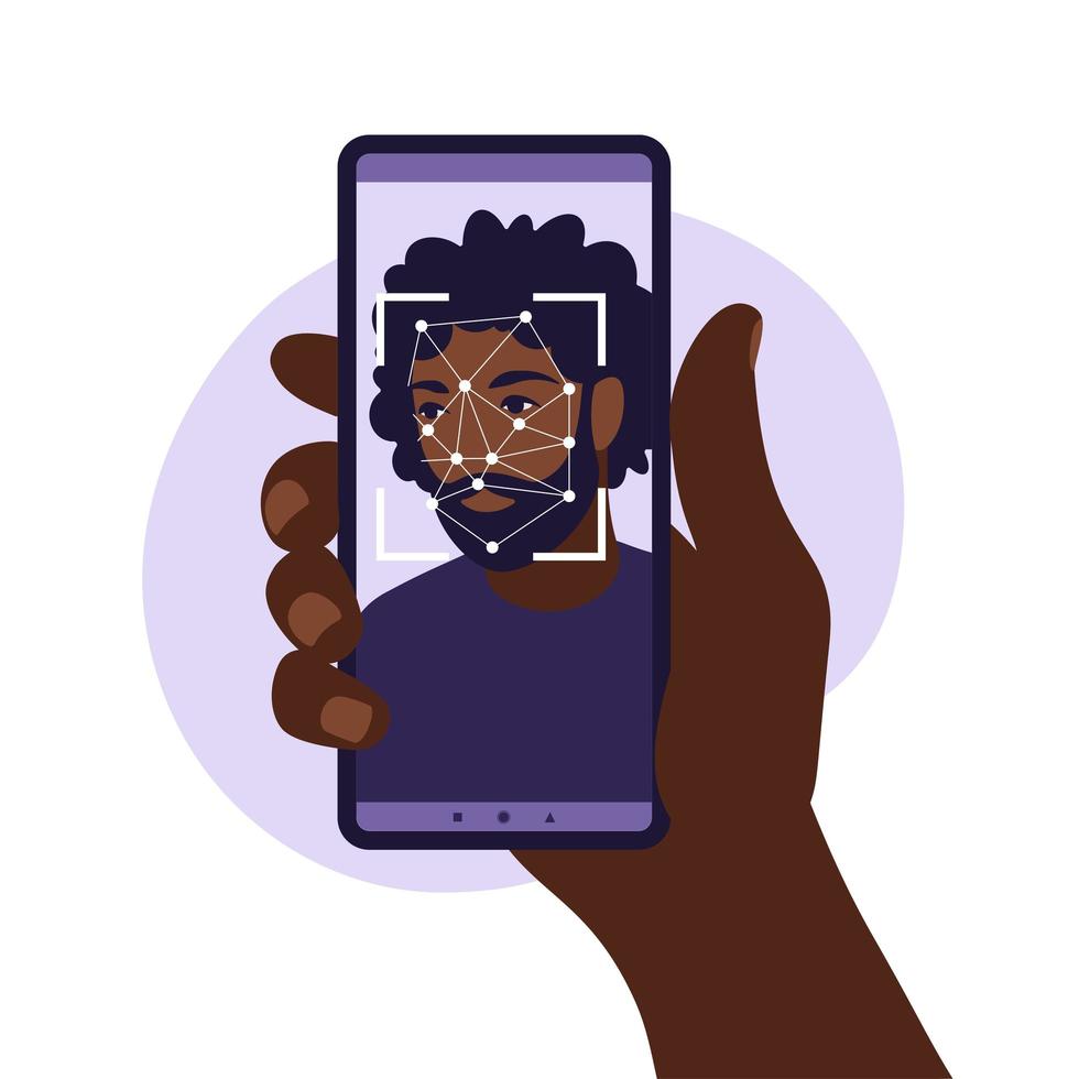 Facial recognition system concept. Face ID, face recognition system. vector