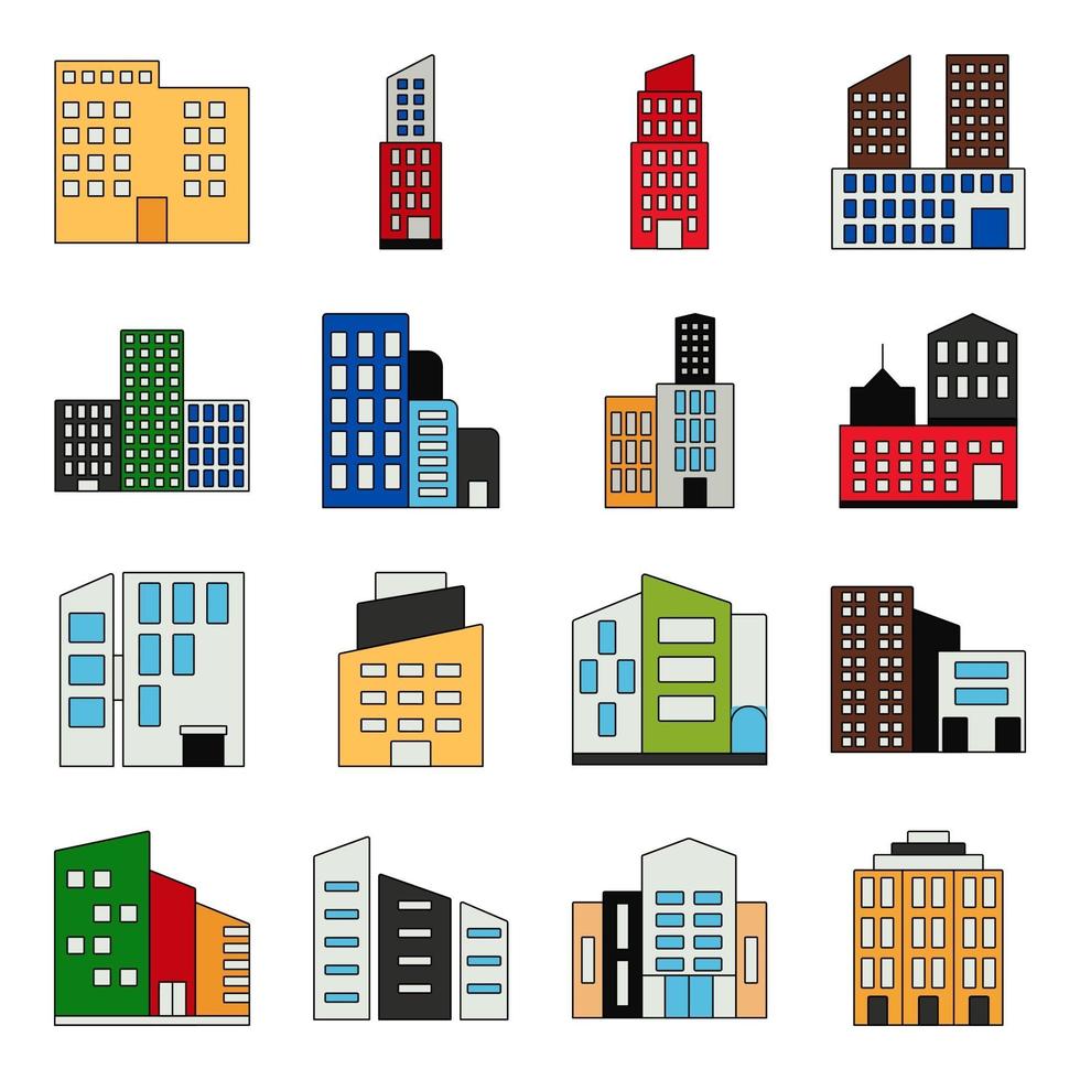 Pack of Architecture and Towers Flat Icons vector