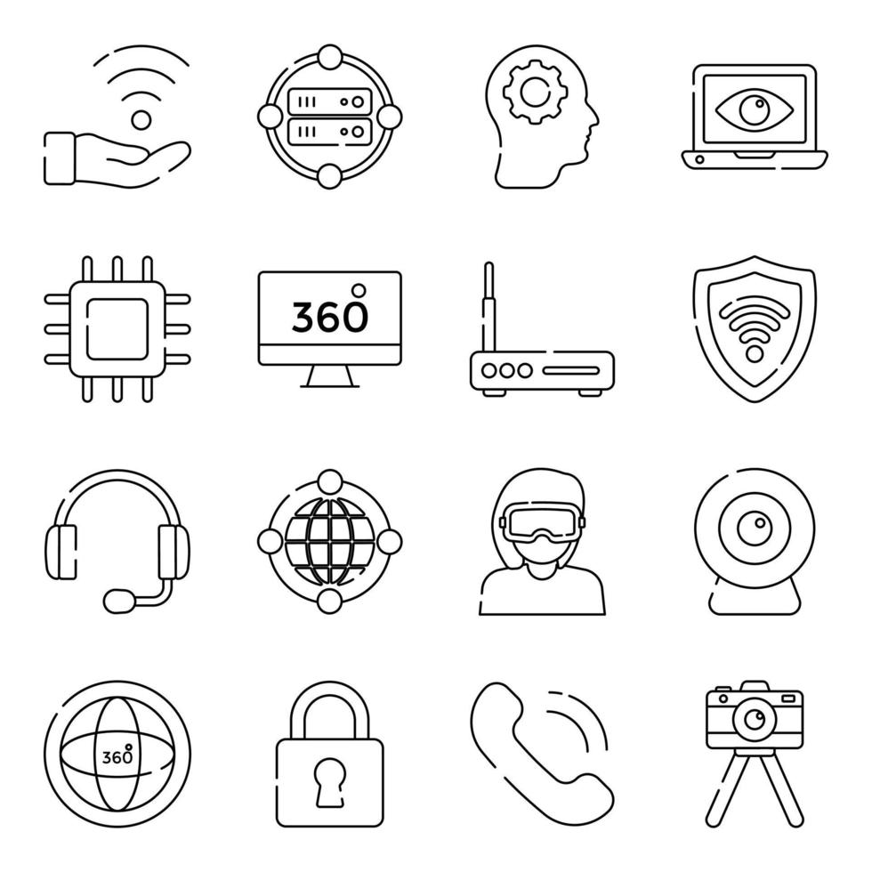 Pack of Devices Linear Icons vector