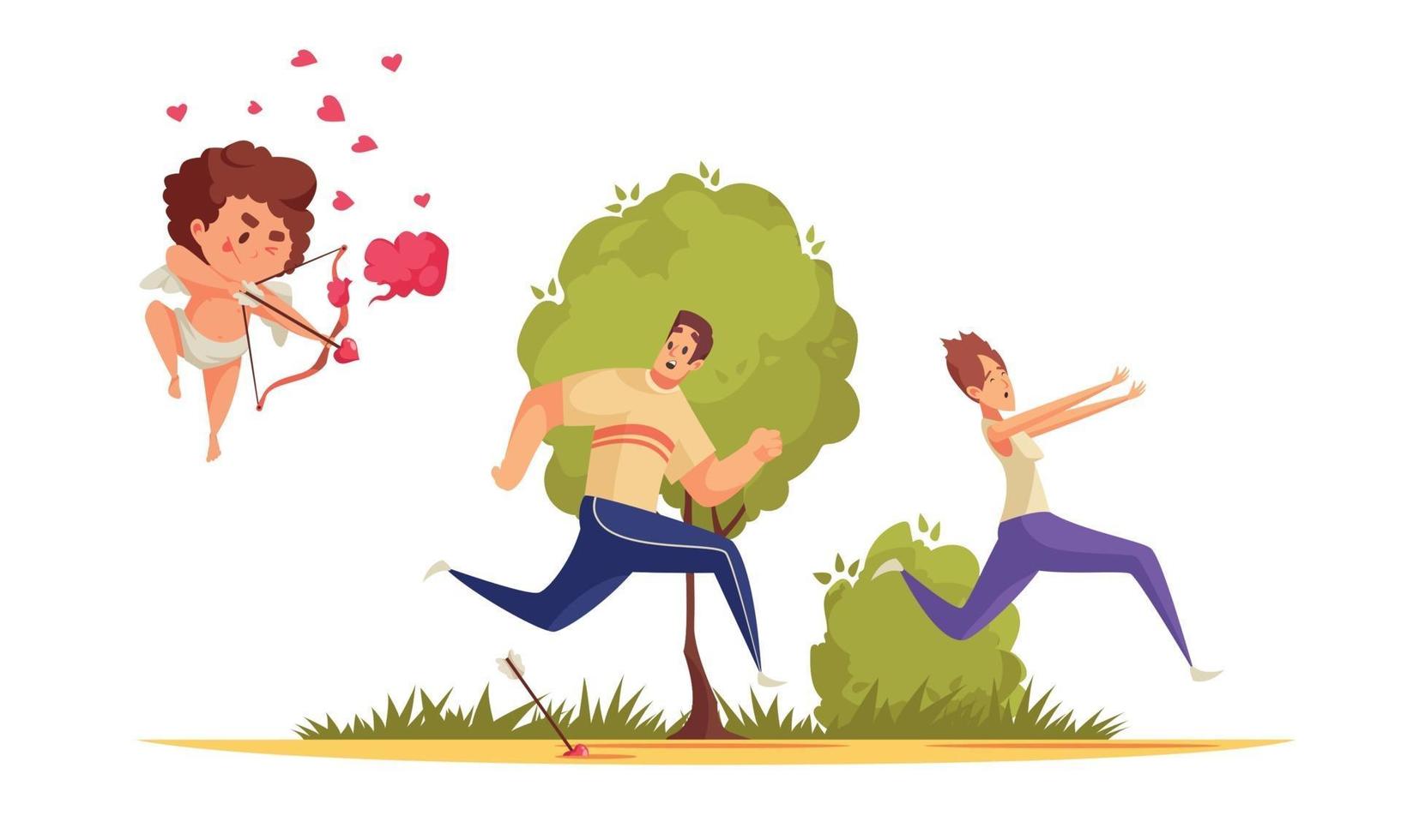 Cupid Hunt Valentines Composition vector