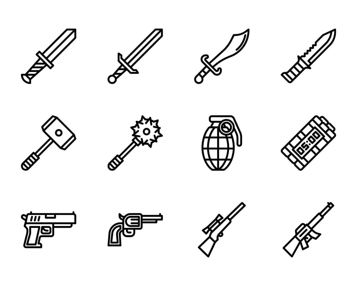 Weapons outline icon and symbol for website, application vector