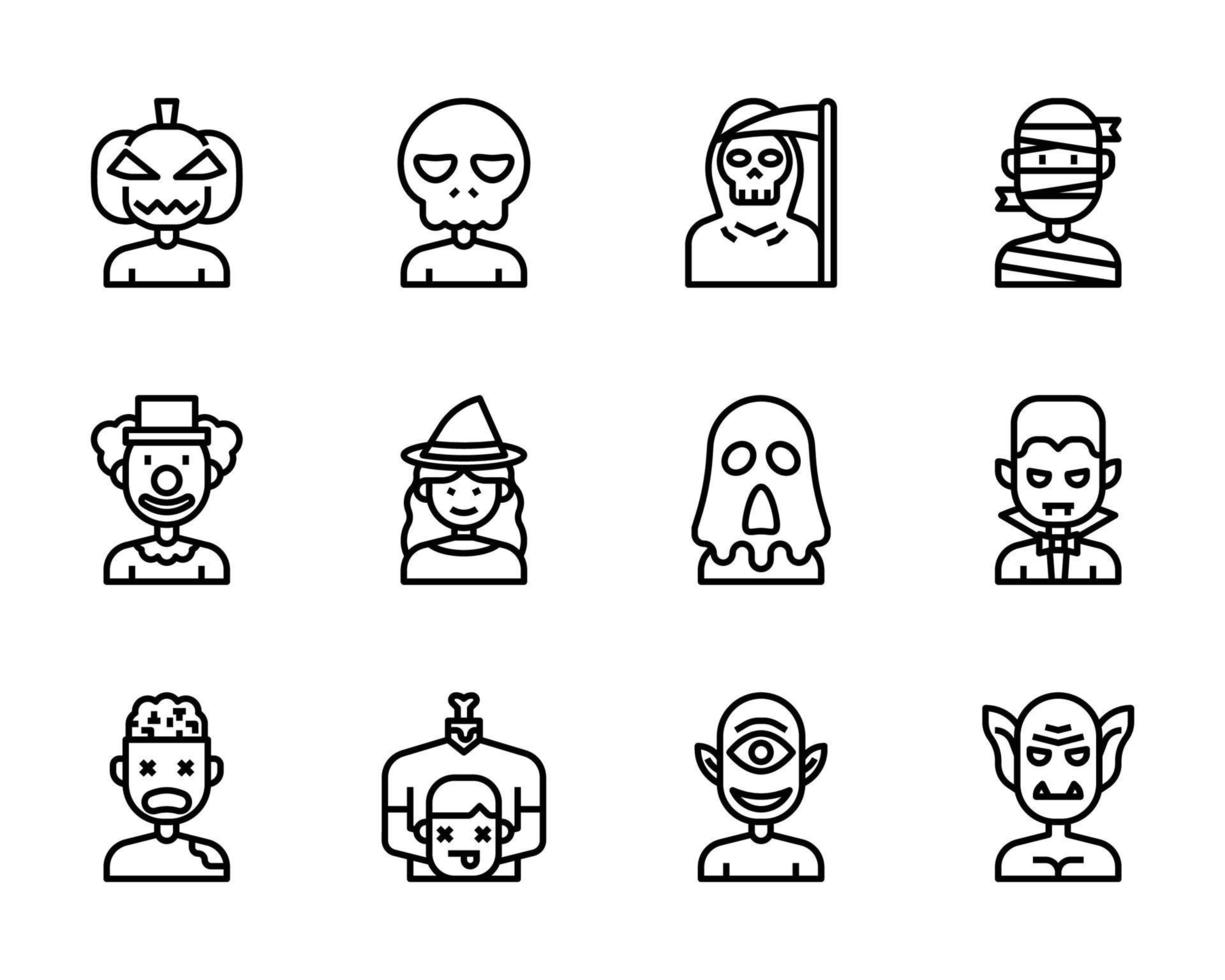 icono de contorno de avatar de halloween y símbolo para sitio web, aplicación vector