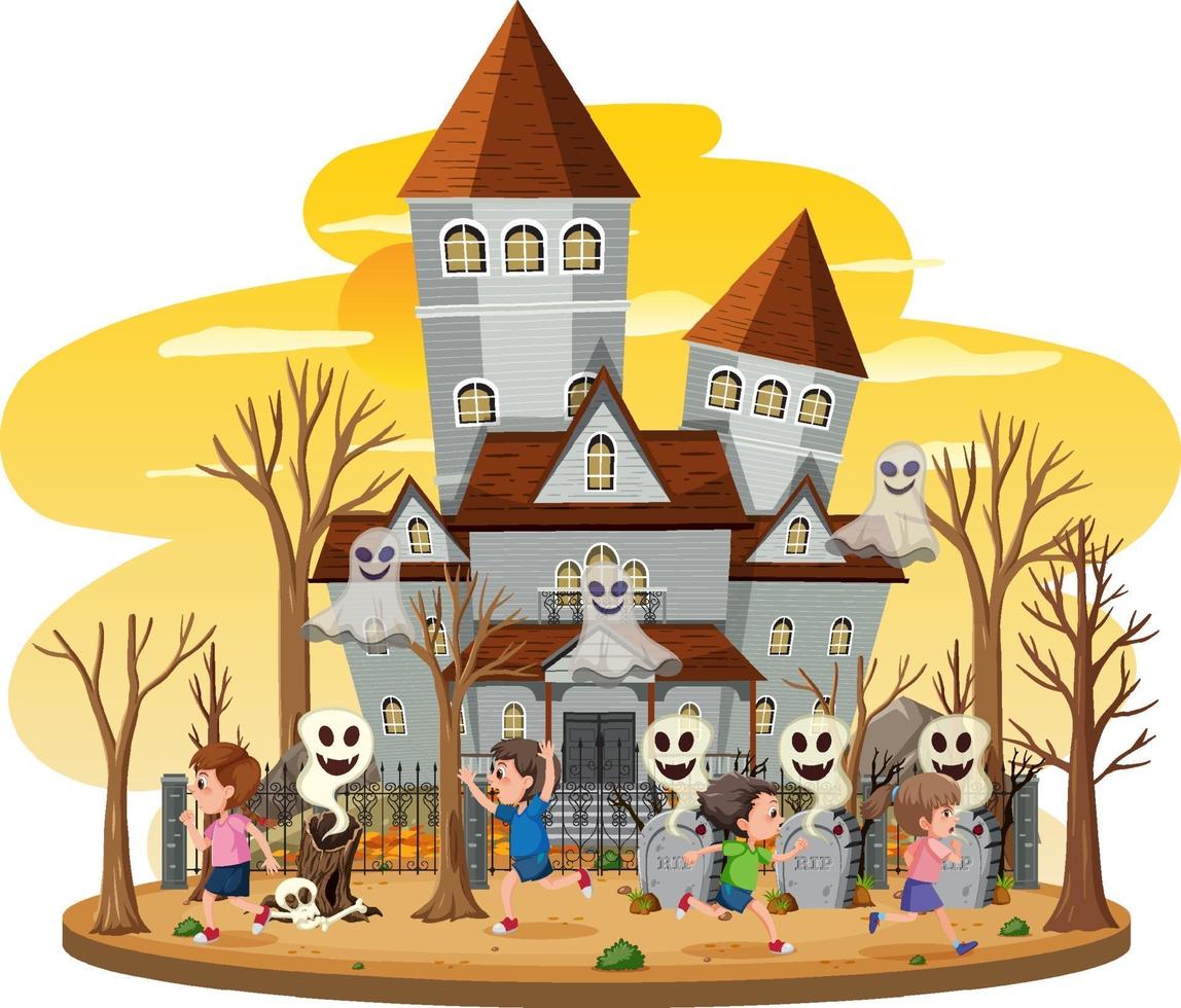 Haunted house at daytime scene vector