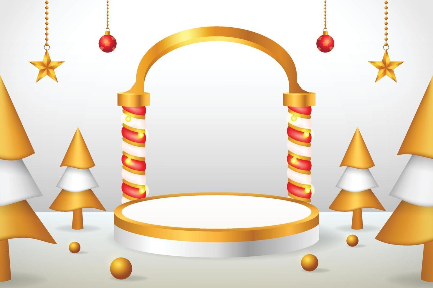 3d product display christmas and new year podium gold vector
