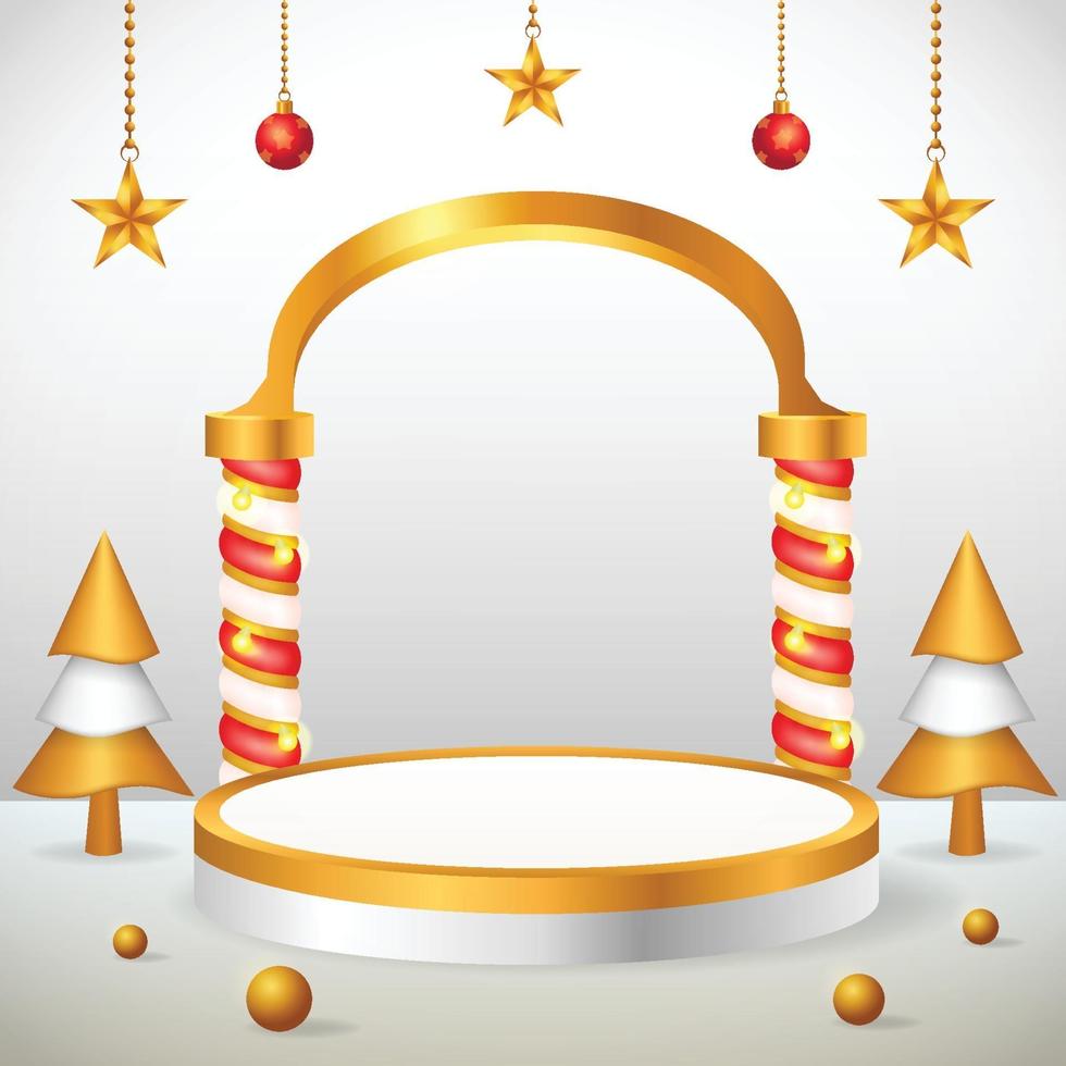 3d product display christmas and new year podium gold vector