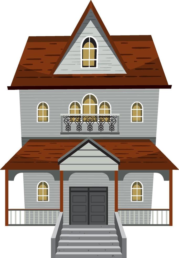 Isolated haunted mansion facade vector