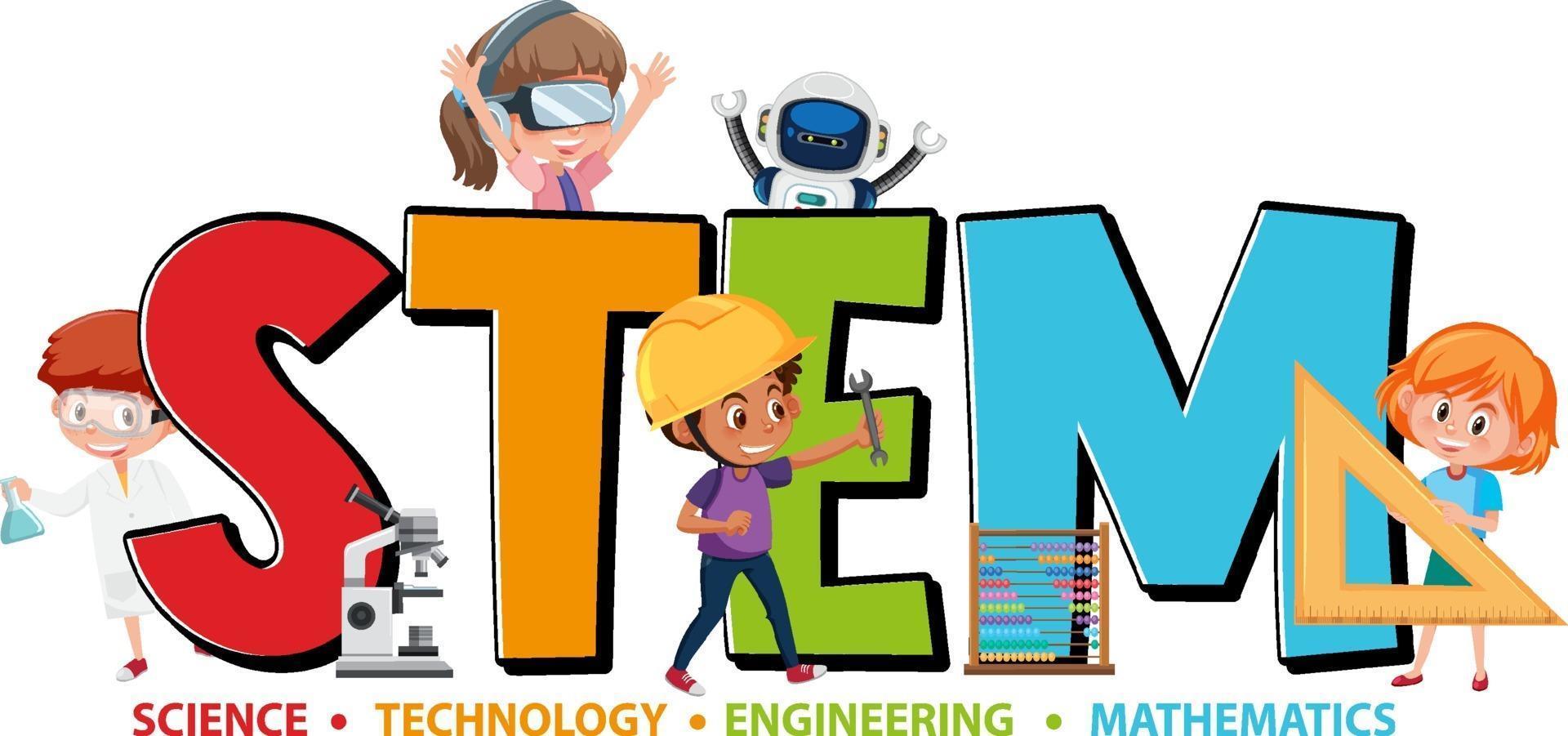 Colourful STEM education text icon vector