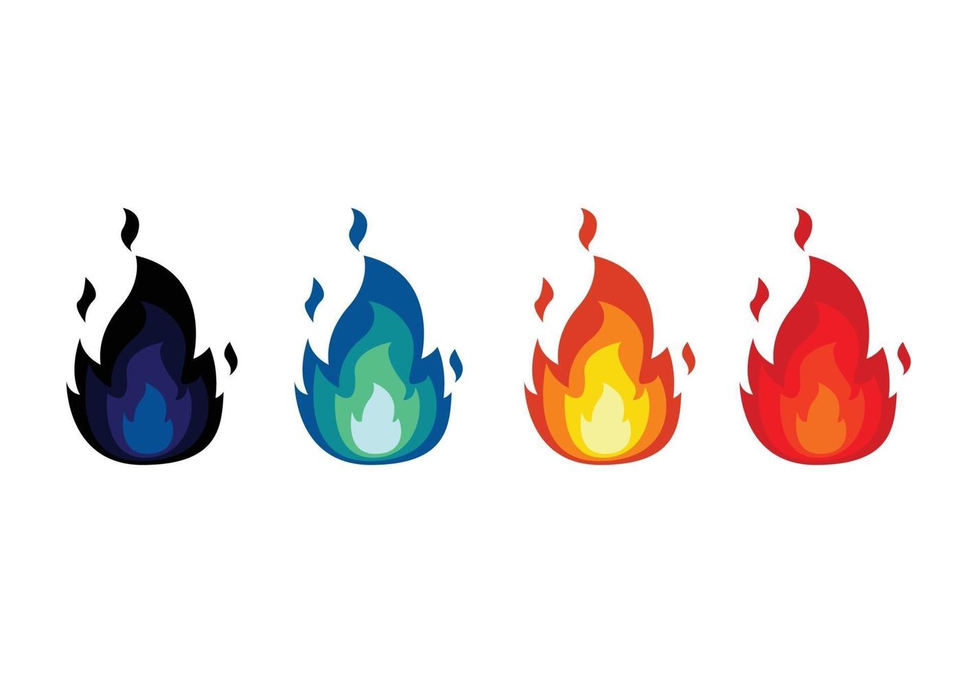 flame, fire set color vector