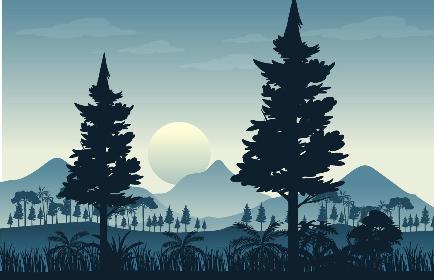 silueta bosque paisaje antecedentes vector