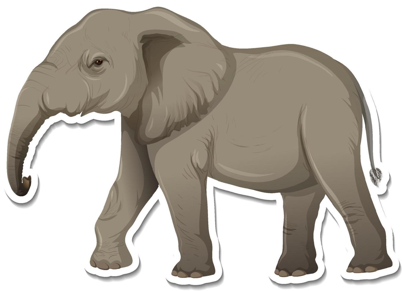 una plantilla de pegatina de personaje de dibujos animados de elefante vector