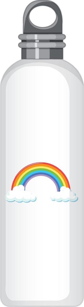 una botella termo blanca con patrón de arco iris vector