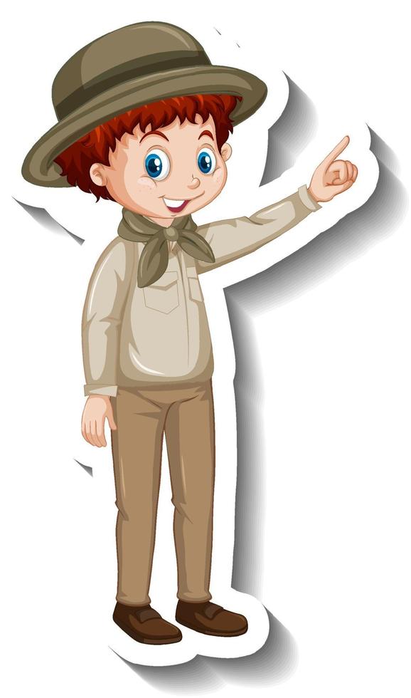 A sticker template of boy cartoon character vector