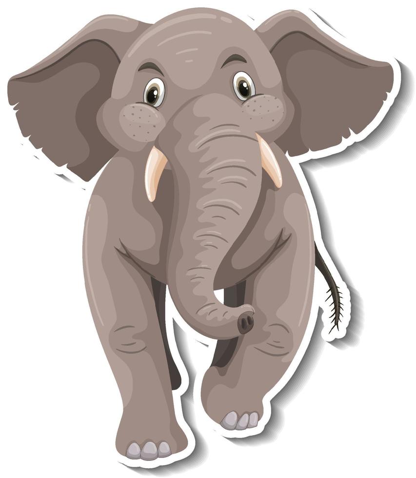 una plantilla de pegatina de personaje de dibujos animados de elefante vector